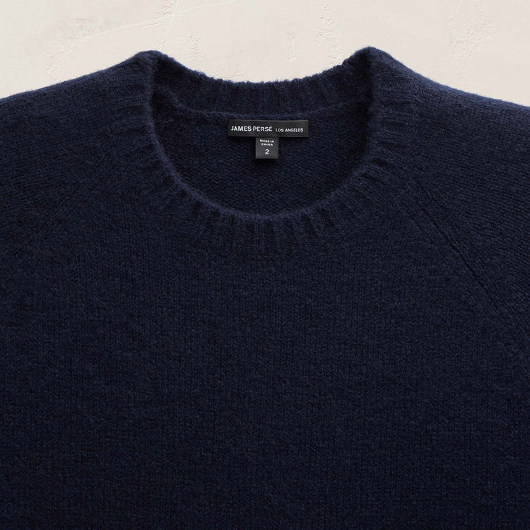 Lightweight Textured Cashmere Crew in Deep Navy | James Perse Los Angeles