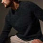 Lightweight Textured Cashmere Crew in True Black | James Perse Los Angeles