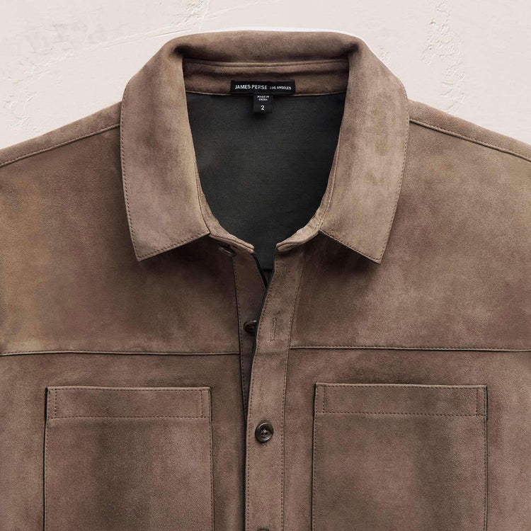 Suede Western Shirt in Caribou | James Perse Los Angeles