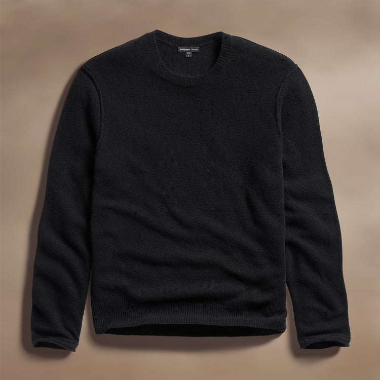 Soft Featherweight Cashmere Crew in Black | James Perse Los Angeles