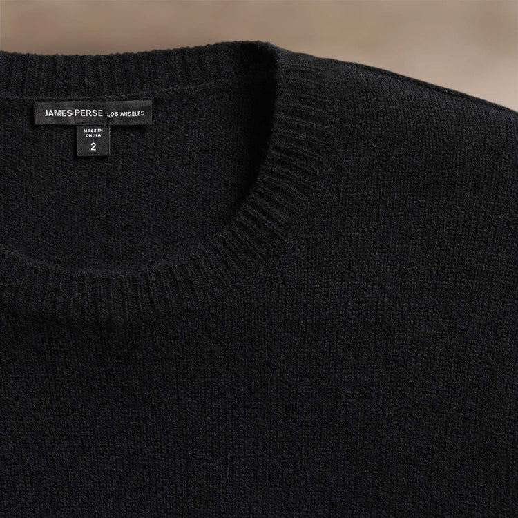 Soft Featherweight Cashmere Crew in Black | James Perse Los Angeles