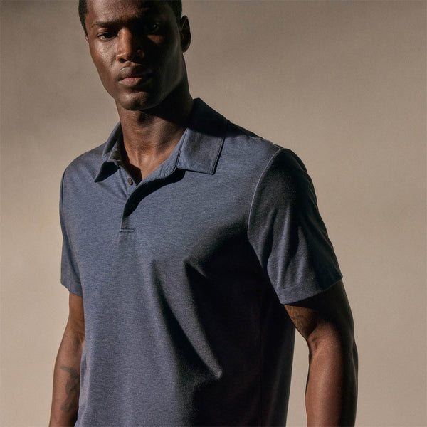 Performance Supima Pique Short Sleeve Polo in Mid Blue | James Perse Los Angeles