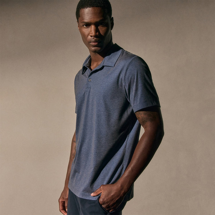 Performance Supima Pique Short Sleeve Polo in Mid Blue | James Perse Los Angeles