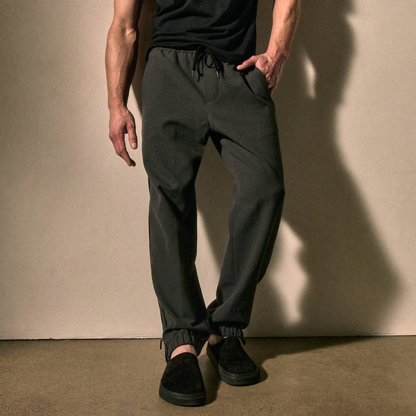 Suede Trimmed Track Pant in Charcoal/Black | James Perse Los Angeles