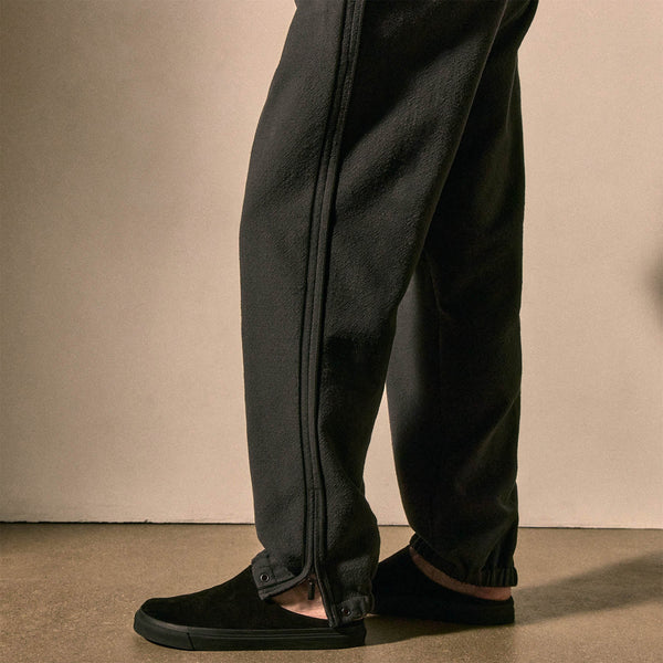 Suede Trimmed Track Pant - Charcoal/Black