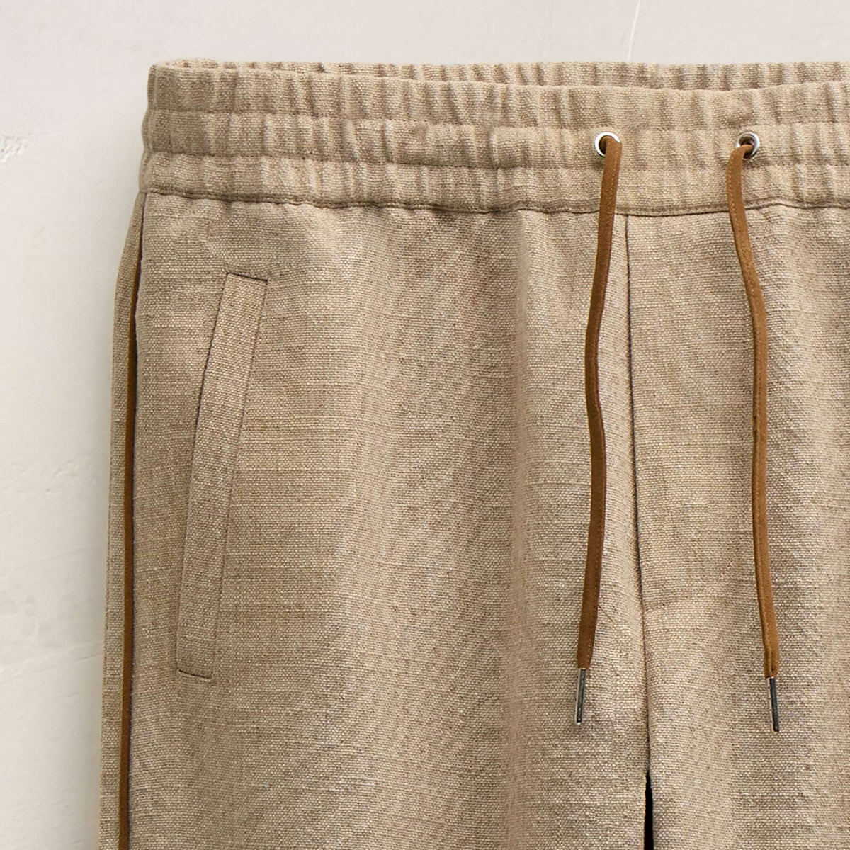 Suede Trimmed Track Pant in Natural/Tobacco | James Perse Los Angeles
