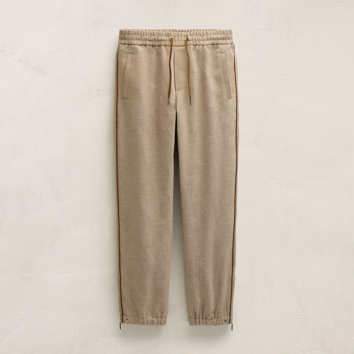 Suede Trimmed Track Pant in Natural/Tobacco | James Perse Los Angeles