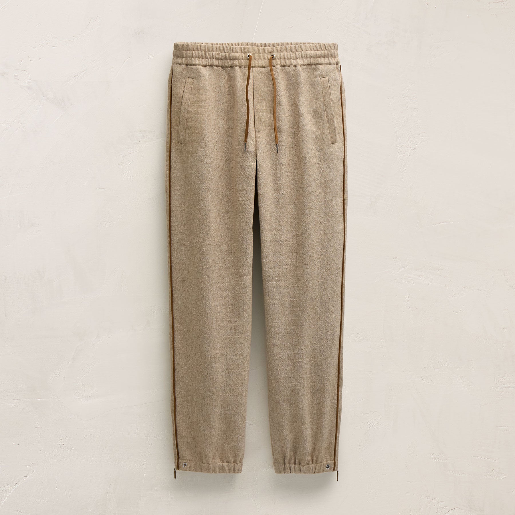 Suede Trimmed Track Pant in Natural/Tobacco | James Perse Los Angeles