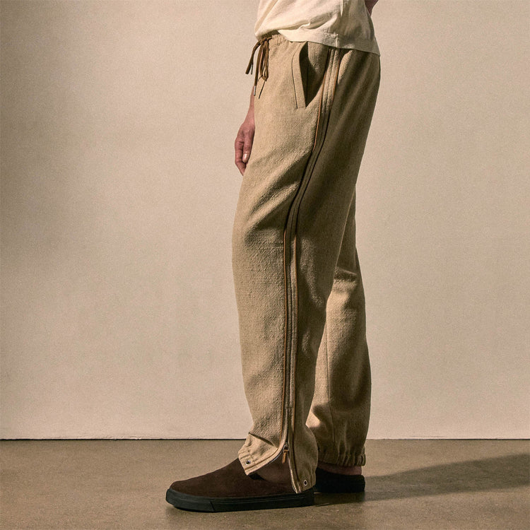 Suede Trimmed Track Pant in Natural/Tobacco | James Perse Los Angeles