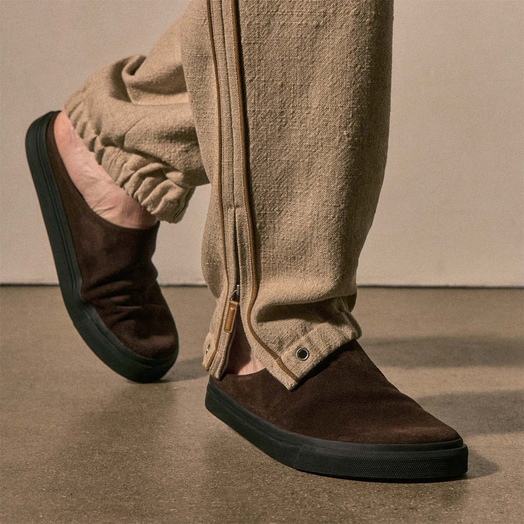 Suede Trimmed Track Pant in Natural/Tobacco | James Perse Los Angeles