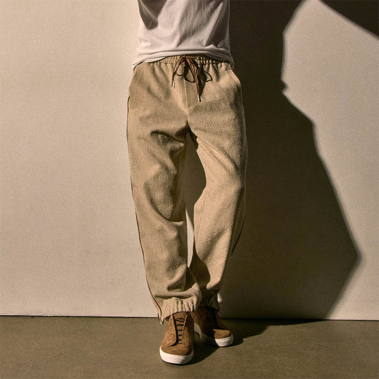 Suede Trimmed Track Pant in Natural/Tobacco | James Perse Los Angeles