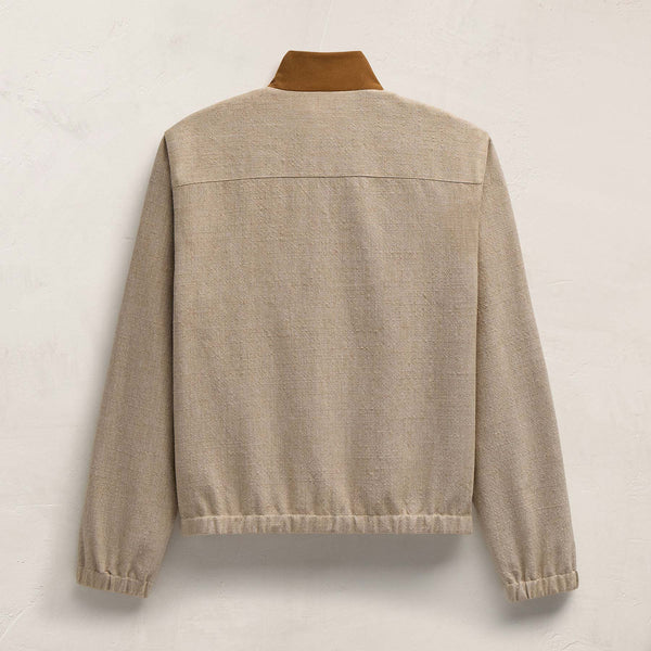 Suede Trimmed Track Jacket in Natural/Tobacco | James Perse Los Angeles