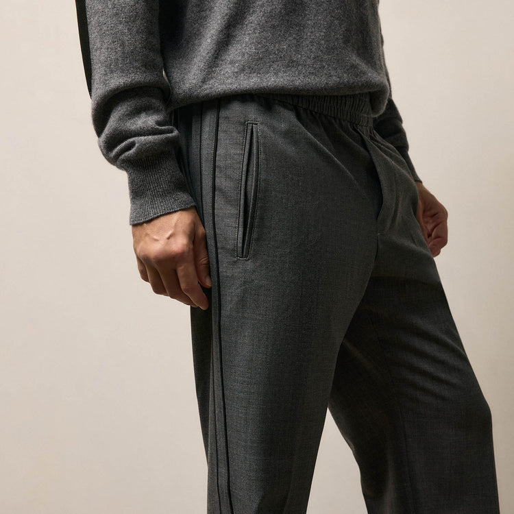 Wool Cashmere Flannel Side Piping Pant in Charcoal | James Perse Los Angeles