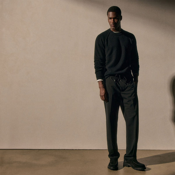 Wool Stretch Trouser in Black | James Perse Los Angeles
