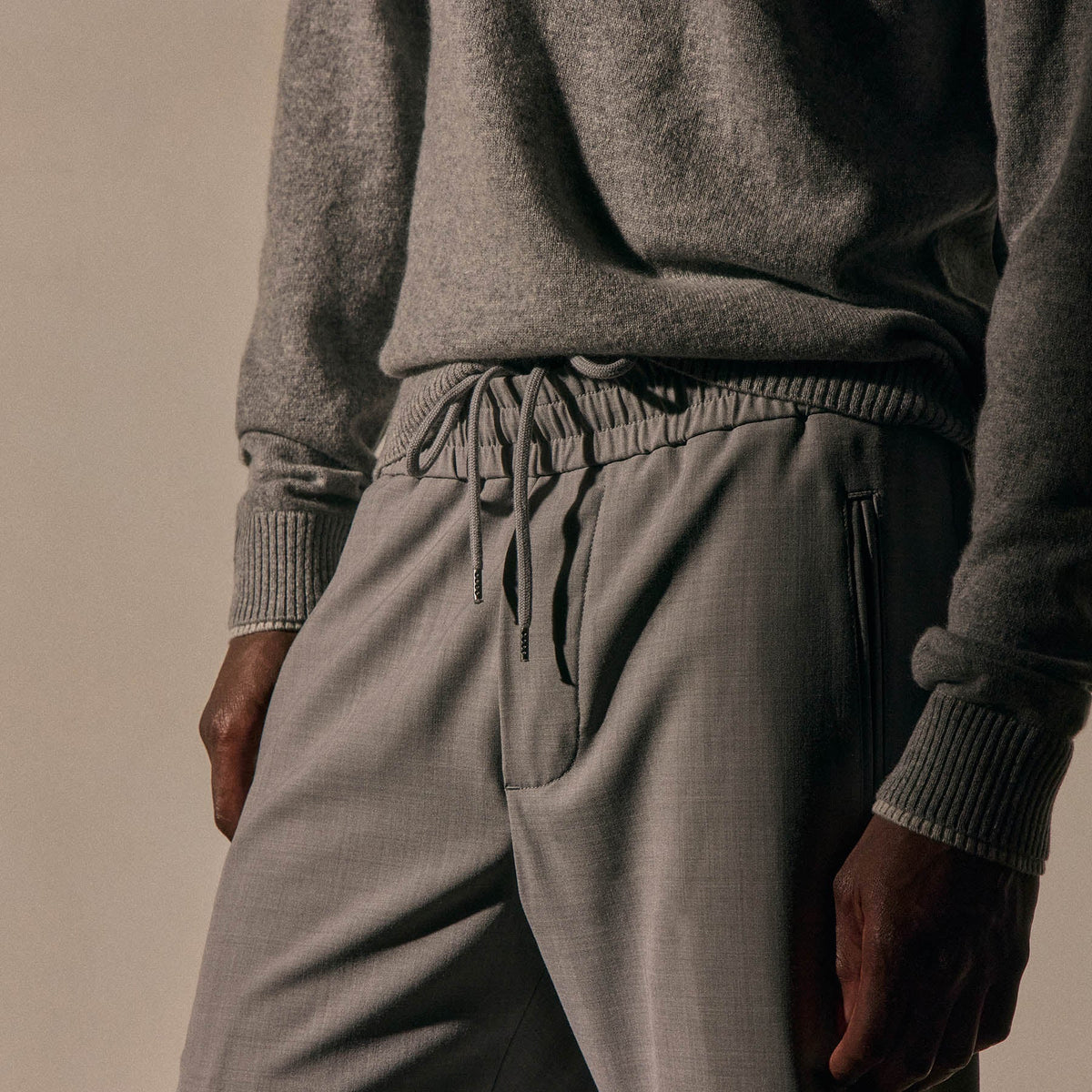 Wool Stretch Trouser in Heather Grey | James Perse Los Angeles