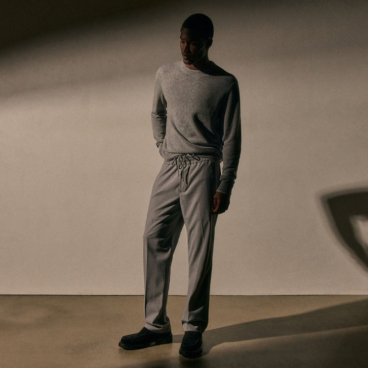 Wool Stretch Trouser in Heather Grey | James Perse Los Angeles