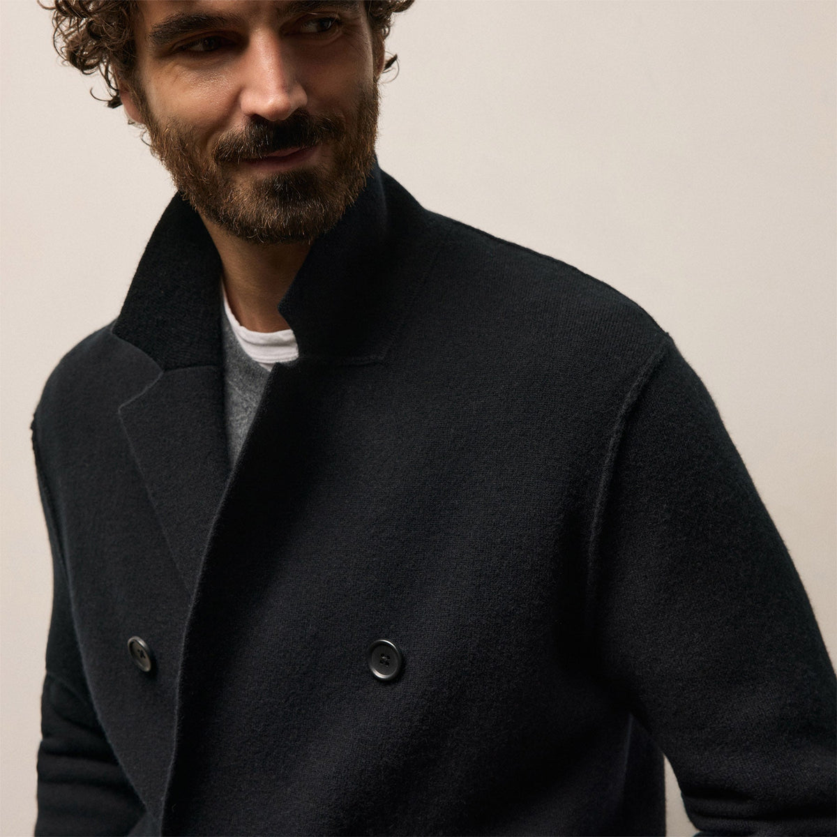 Double Breasted Cashmere Blazer in Black | James Perse Los Angeles