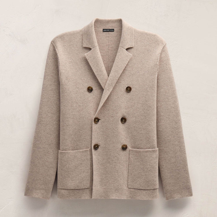 Double Breasted Cashmere Blazer in Stone | James Perse Los Angeles