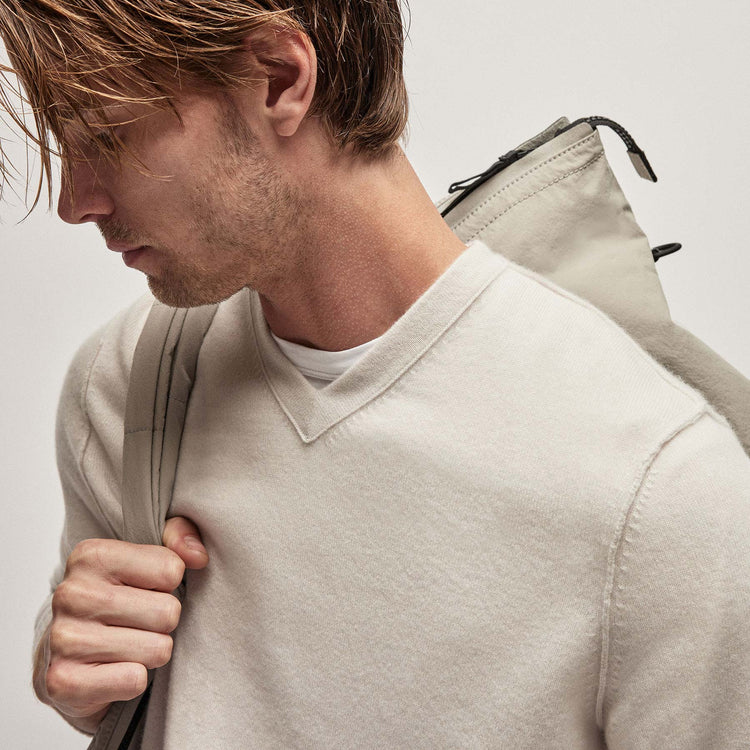 Recycled Cashmere V Sweater in Pearl | James Perse Los Angeles