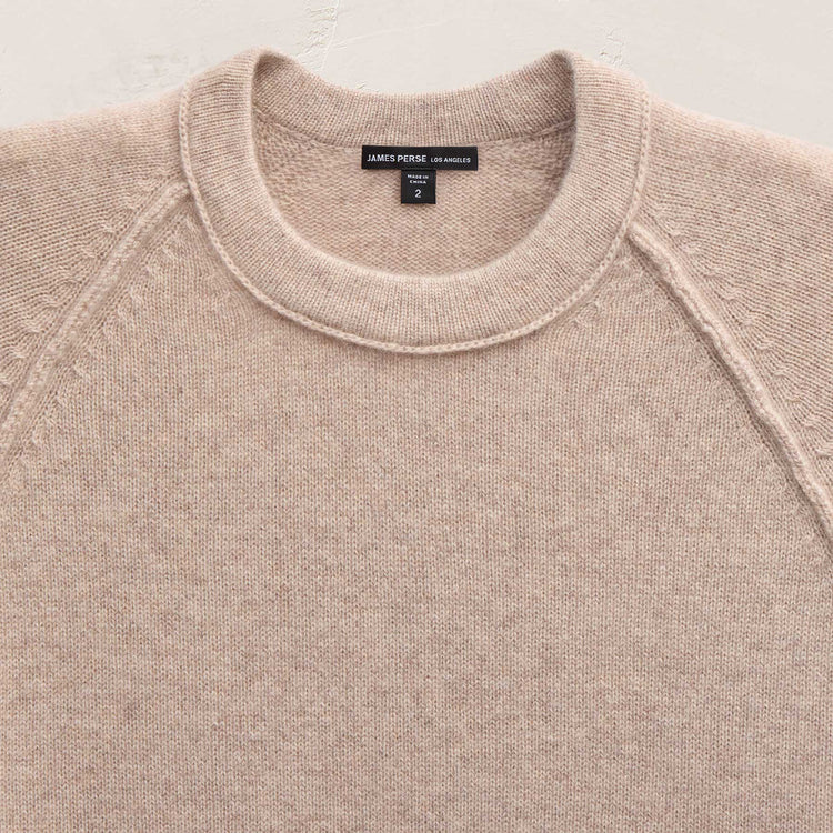 Recycled Cashmere Raglan Crew in Stone | James Perse Los Angeles