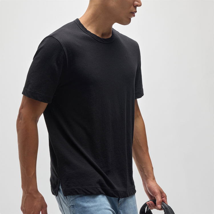 Recycled Cotton Jersey Crew in Black | James Perse Los Angeles