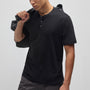 Recycled Cotton Jersey Short Sleeve Henley in Black | James Perse Los Angeles