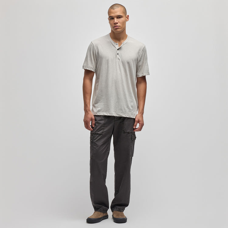 Recycled Cotton Jersey Short Sleeve Henley in Salt | James Perse Los Angeles
