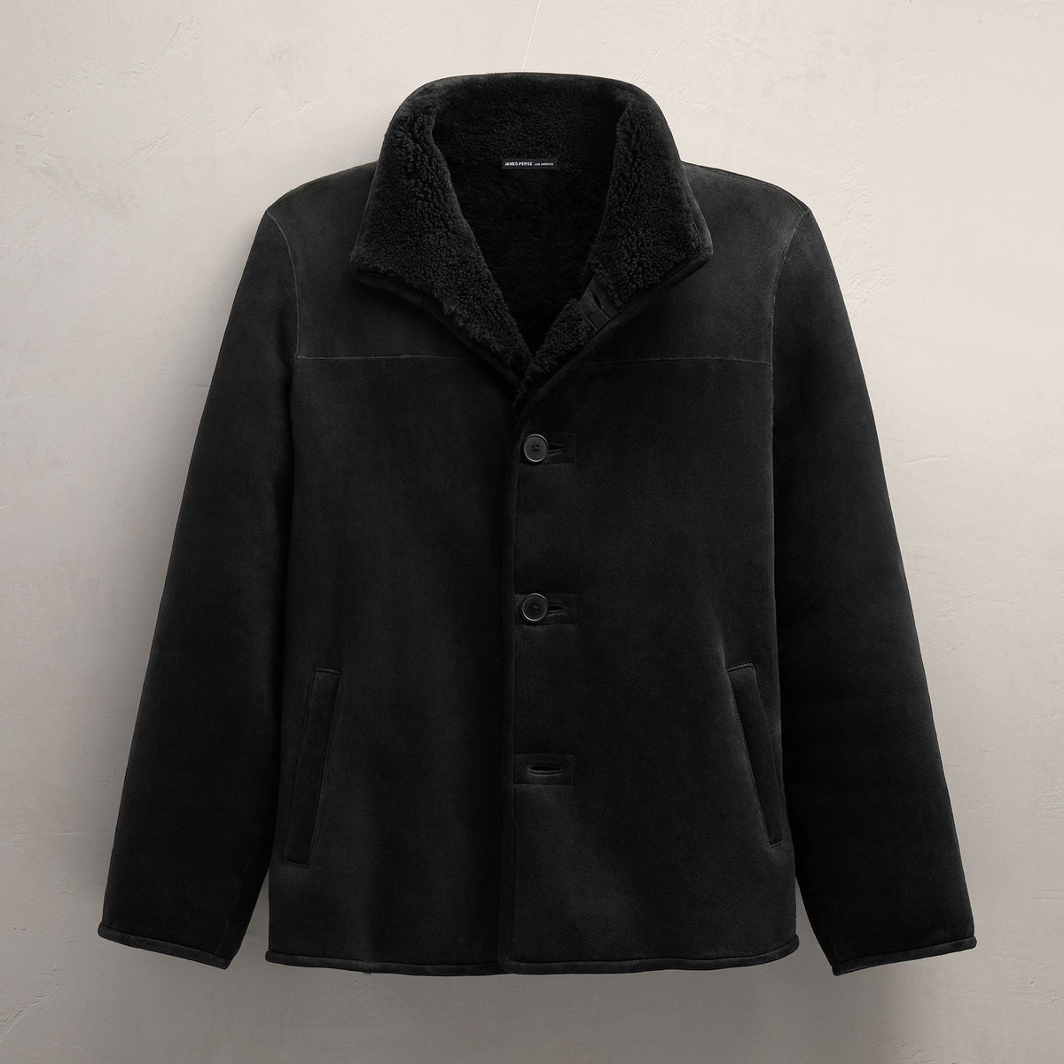 Suede Shearling Jacket in Black | James Perse Los Angeles
