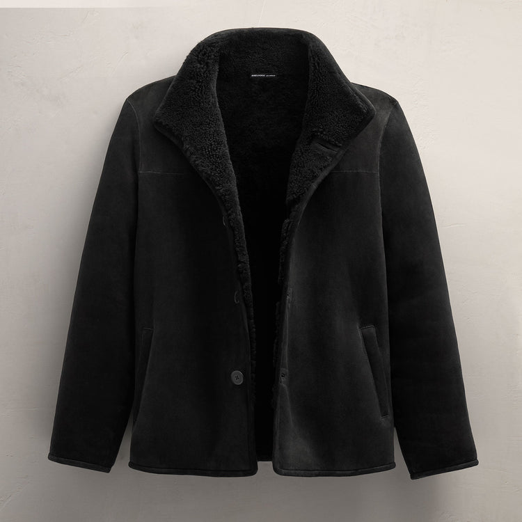 Suede Shearling Jacket in Black | James Perse Los Angeles