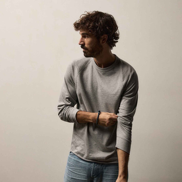 Fine French Terry Sweatshirt in Heather Grey | James Perse Los Angeles