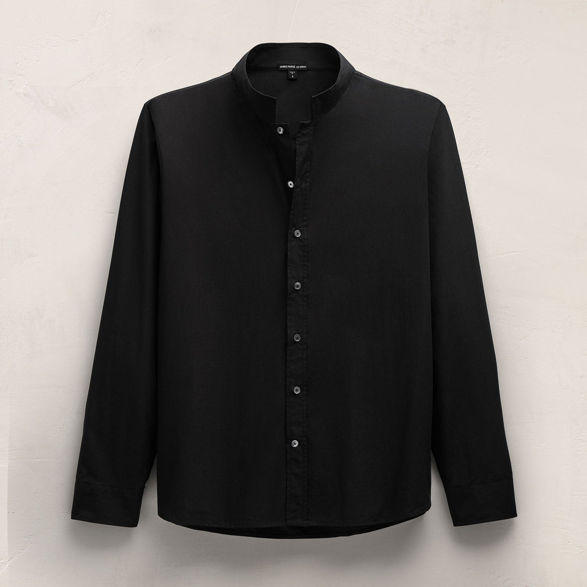 Poplin Collarless Shirt in Black | James Perse Los Angeles