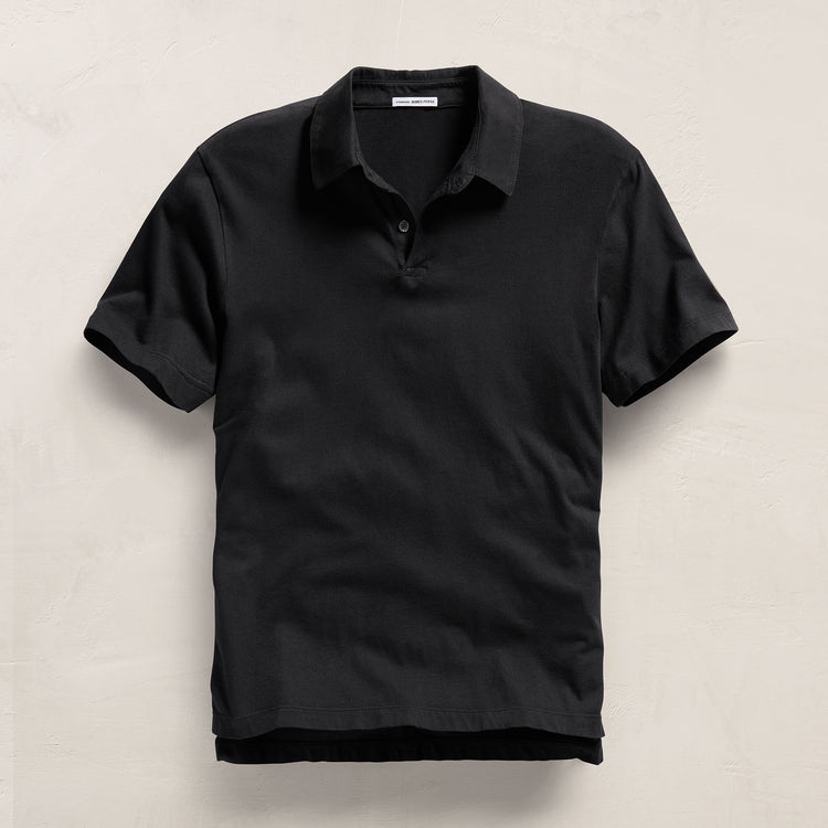 Sueded Jersey Polo in Black | James Perse Los Angeles