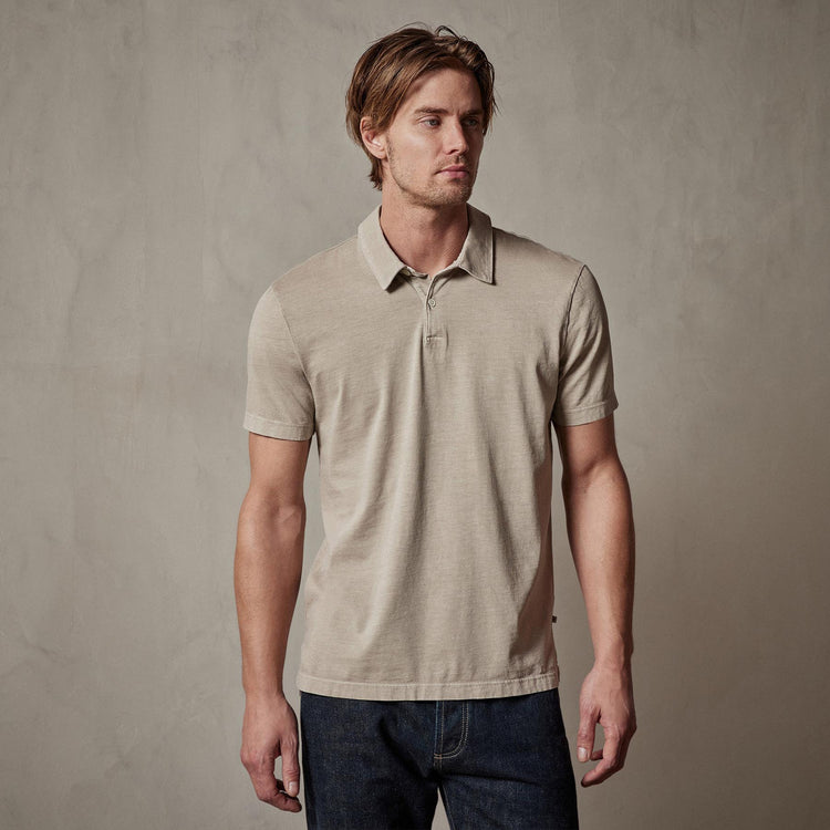 Sueded Jersey Polo in Toast Pigment | James Perse Los Angeles