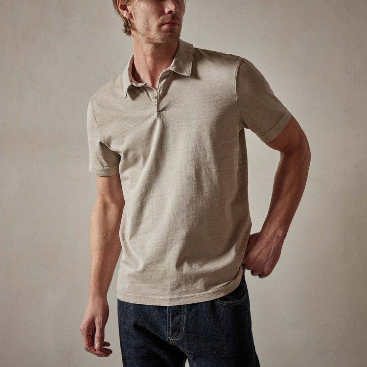 Sueded Jersey Polo in Toast Pigment | James Perse Los Angeles