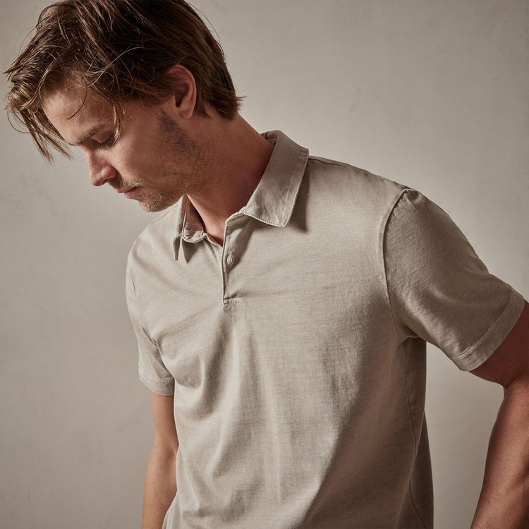 Sueded Jersey Polo in Toast Pigment | James Perse Los Angeles