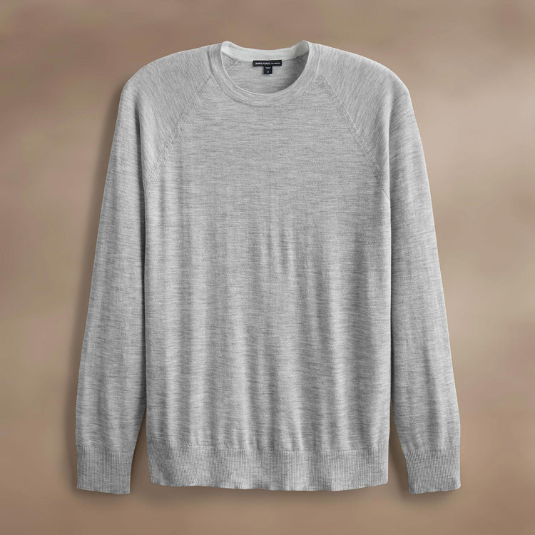 Ultra Fine Cshmr Raglan Crew in Light Heather Grey | James Perse Los Angeles
