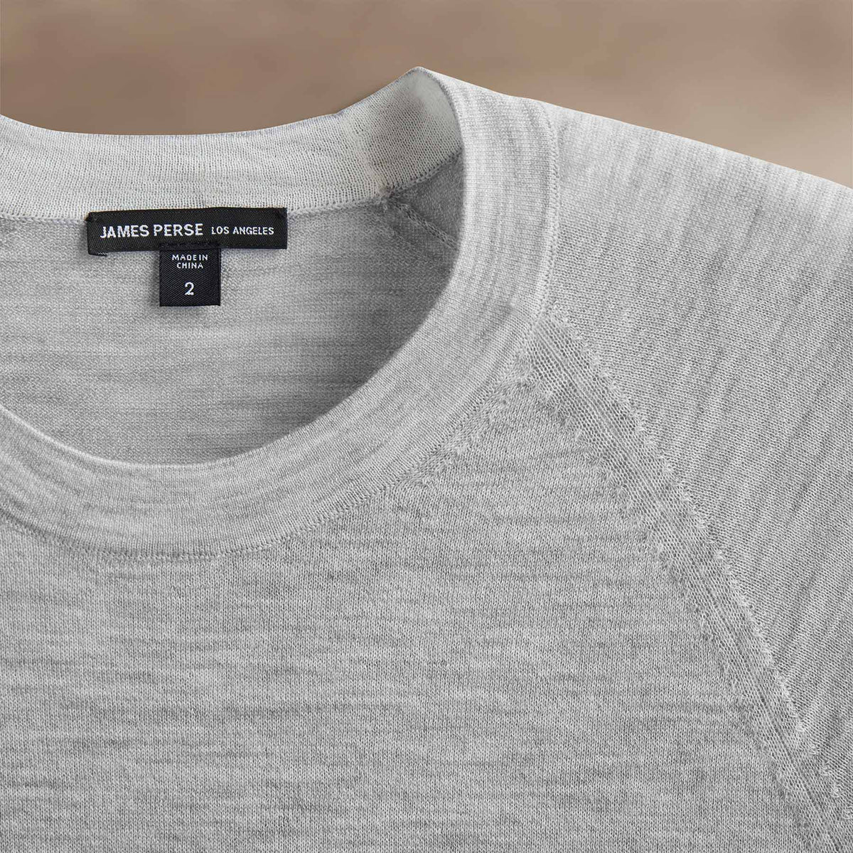 Ultra Fine Cshmr Raglan Crew in Light Heather Grey | James Perse Los Angeles