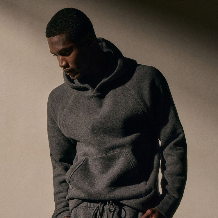 Cozy Hooded Sweatshirt in Heather Charcoal | James Perse Los Angeles