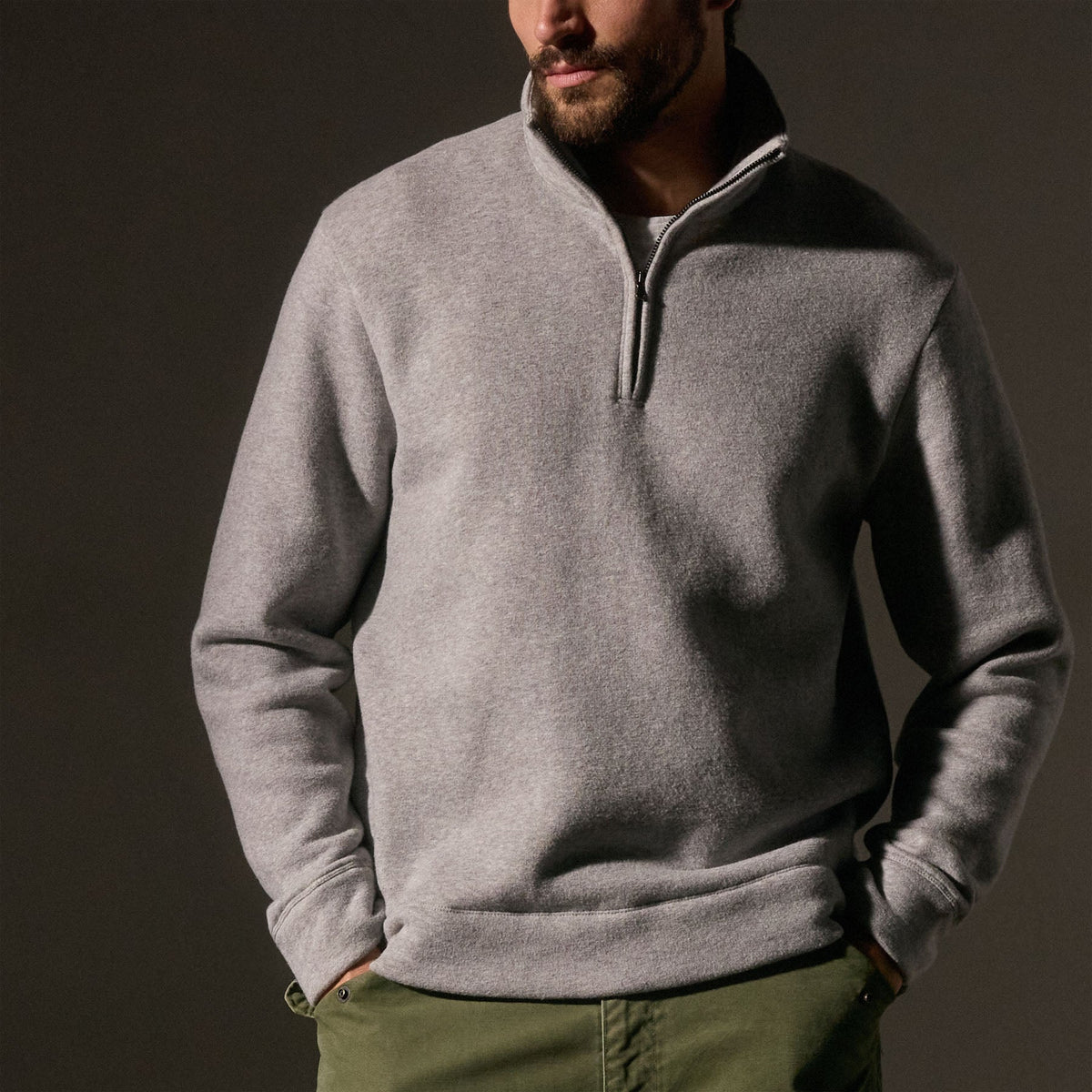 Cozy Half Zip in Heather Grey | James Perse Los Angeles