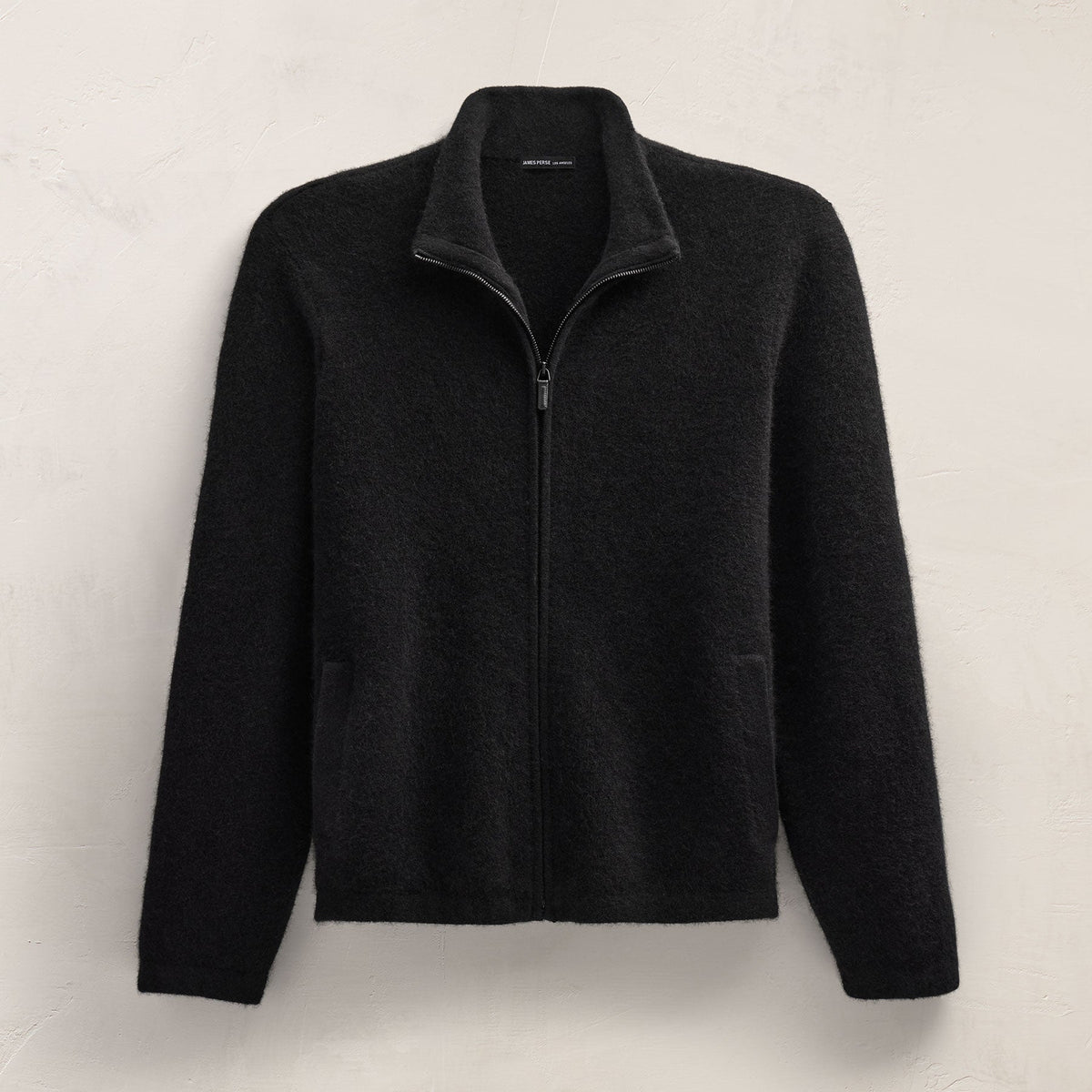 Wool Alpaca Stretch Zip Front in Black | James Perse Los Angeles