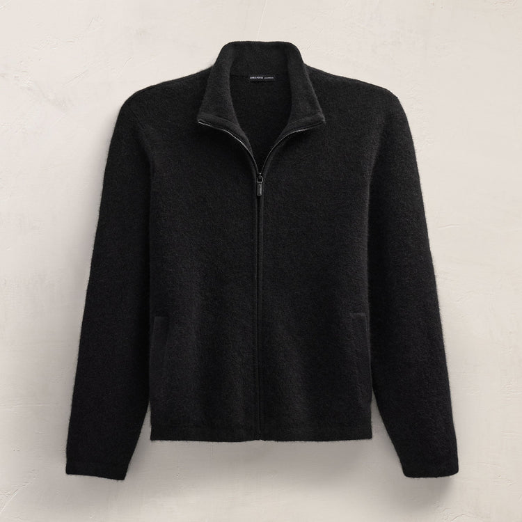 Wool Alpaca Stretch Zip Front in Black | James Perse Los Angeles