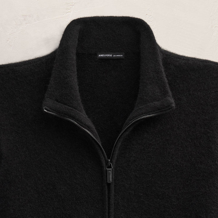 Wool Alpaca Stretch Zip Front in Black | James Perse Los Angeles