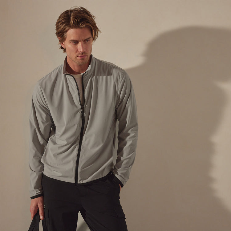 Mesh Line Zip Up Sport Jacket in Shark | James Perse Los Angeles