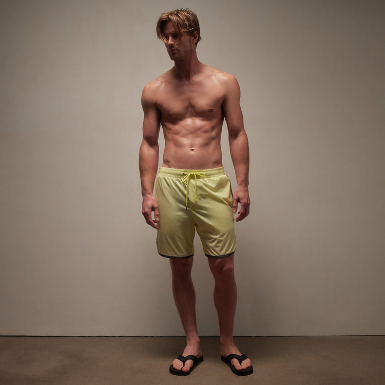 Curved Hem Board Short in Neon/Carbon | James Perse Los Angeles