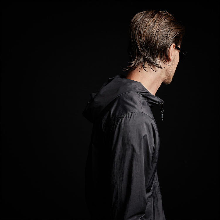Lightweight Hooded Windbreaker in Black | James Perse Los Angeles