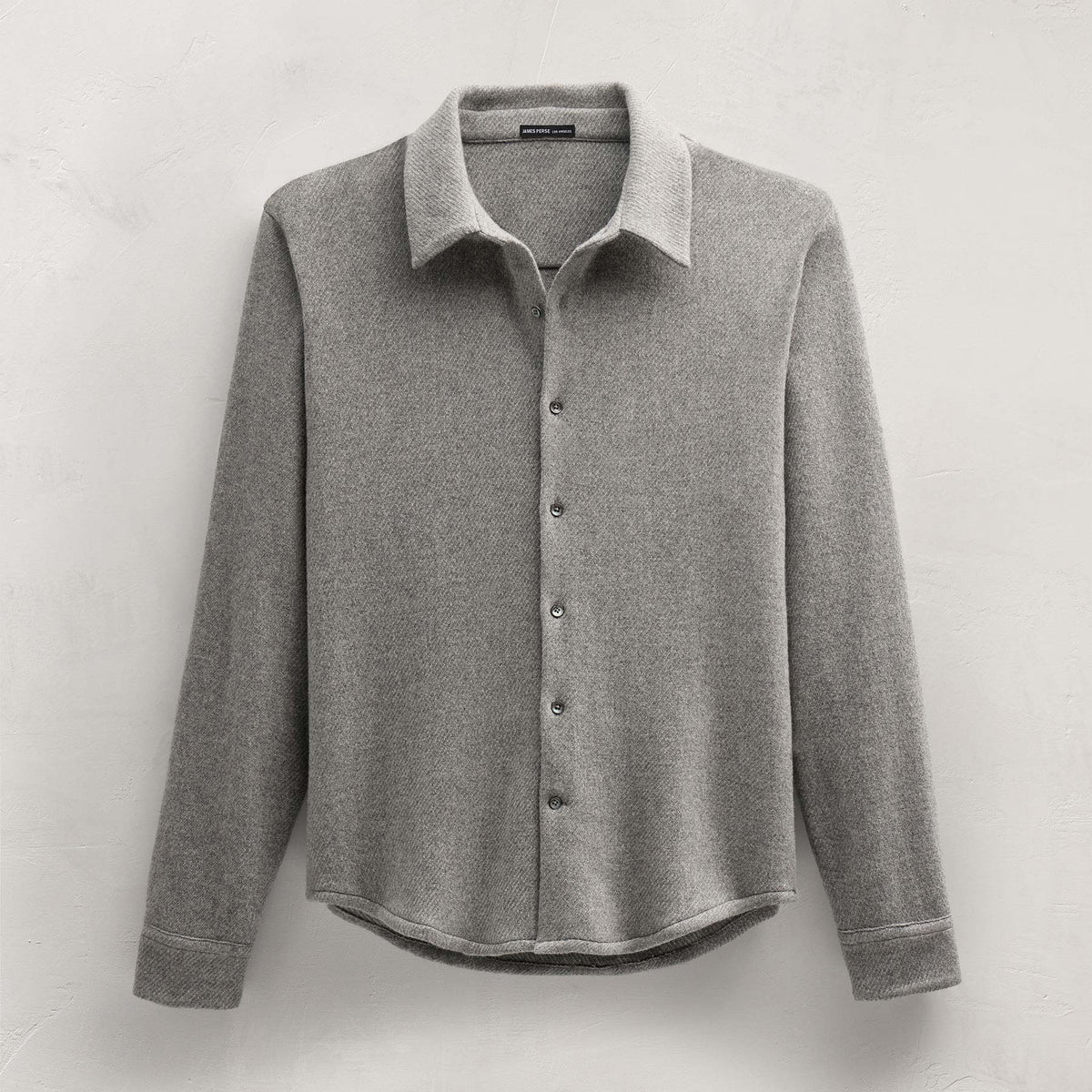 Wool Cashmere Twill Shirt in Heather Grey | James Perse Los Angeles