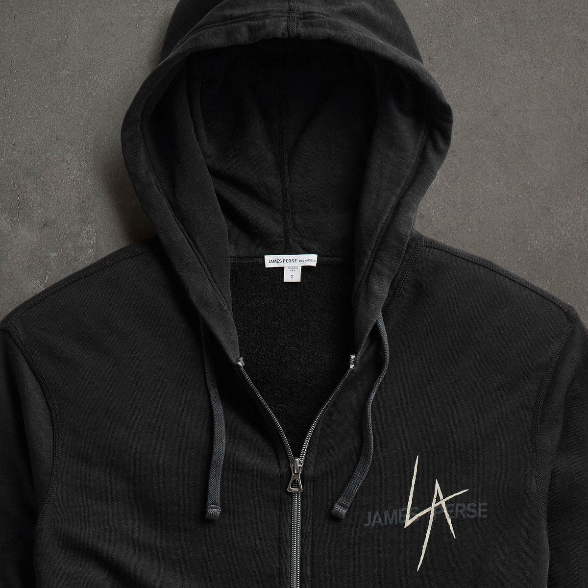 JP x LA in Zipup Hoodie in Black | James Perse Los Angeles