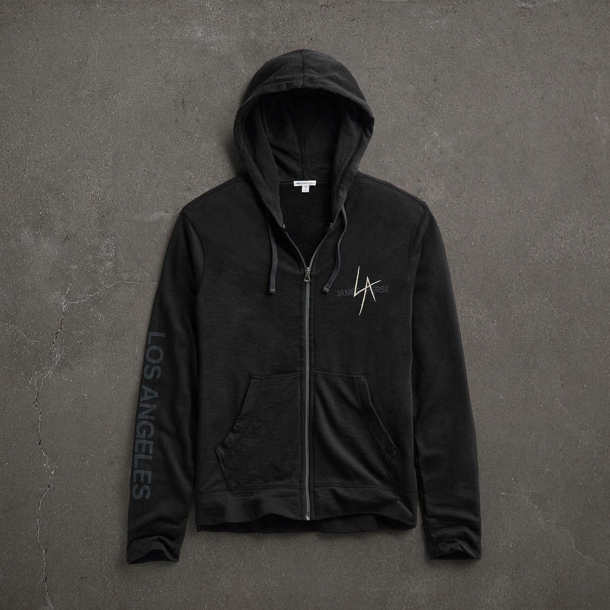 JP x LA in Zipup Hoodie in Black | James Perse Los Angeles