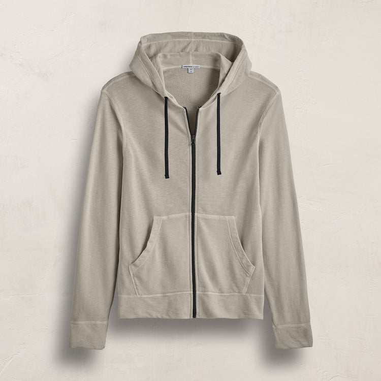 Vintage French Terry Zip Up Hoodie in Concrete Pigment | James Perse Los Angeles