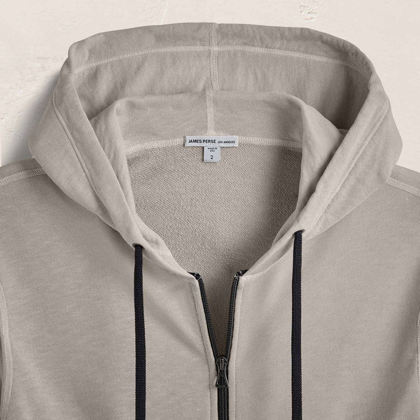 Vintage French Terry Zip Up Hoodie in Concrete Pigment | James Perse Los Angeles